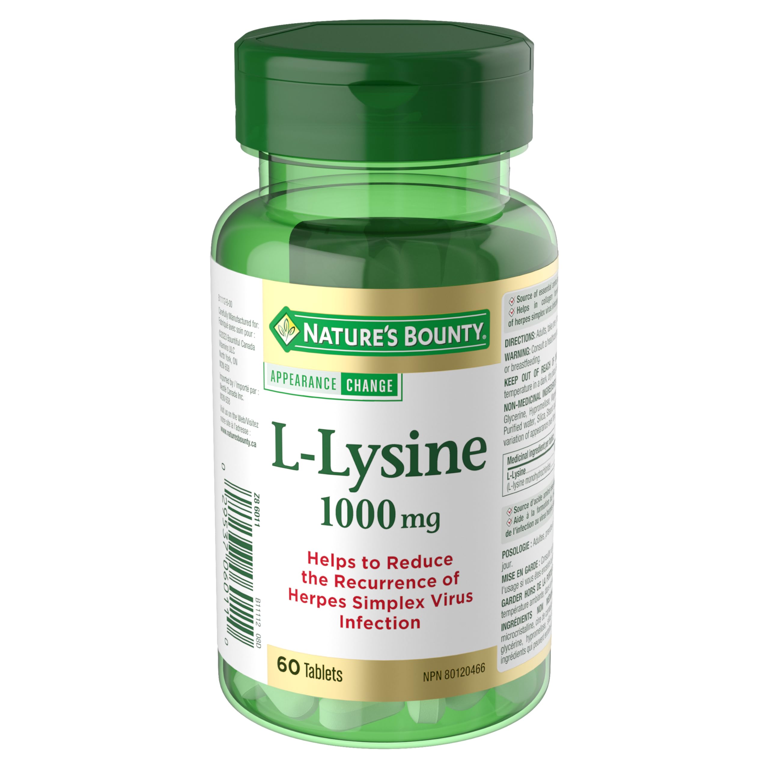 Nature's Bounty L-Lysine - 1000 mg - 60 Tablets Nature's Bounty